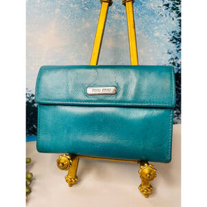 Miu Miu Teal Leather Wallet One Size All Leather VGC